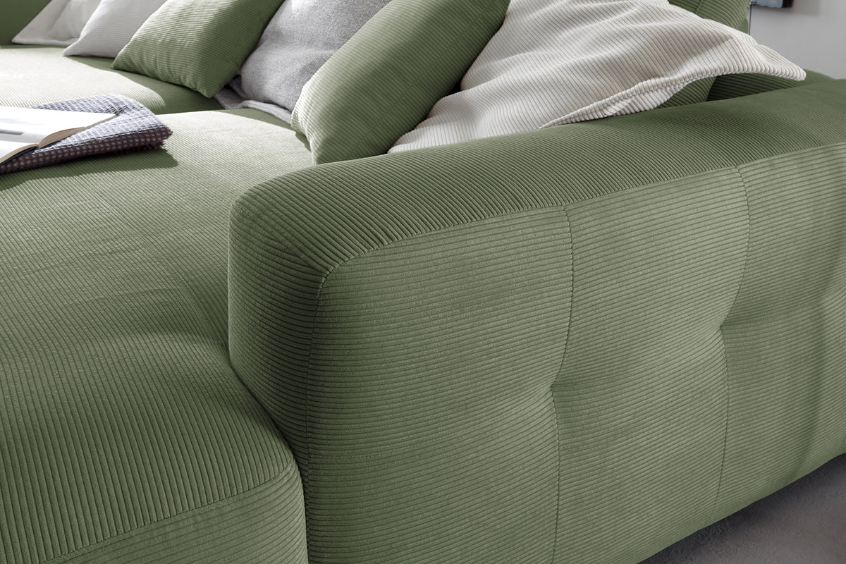 B-Ware KAWOLA Big Sofa MIKA Feincord olivgrün