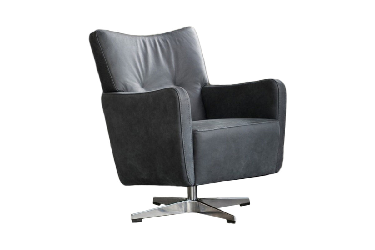 B-Ware KAWOLA Sessel ALINE Drehsessel Sessel Leder schwarz (B/H/T)