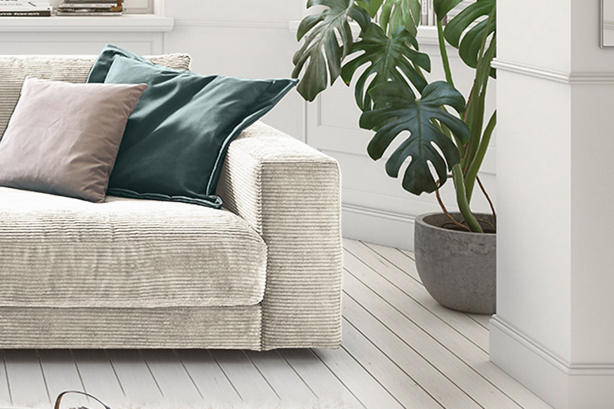 B-Ware KAWOLA Sofa MADELINE 2-Sitzer Cord cremeweiß