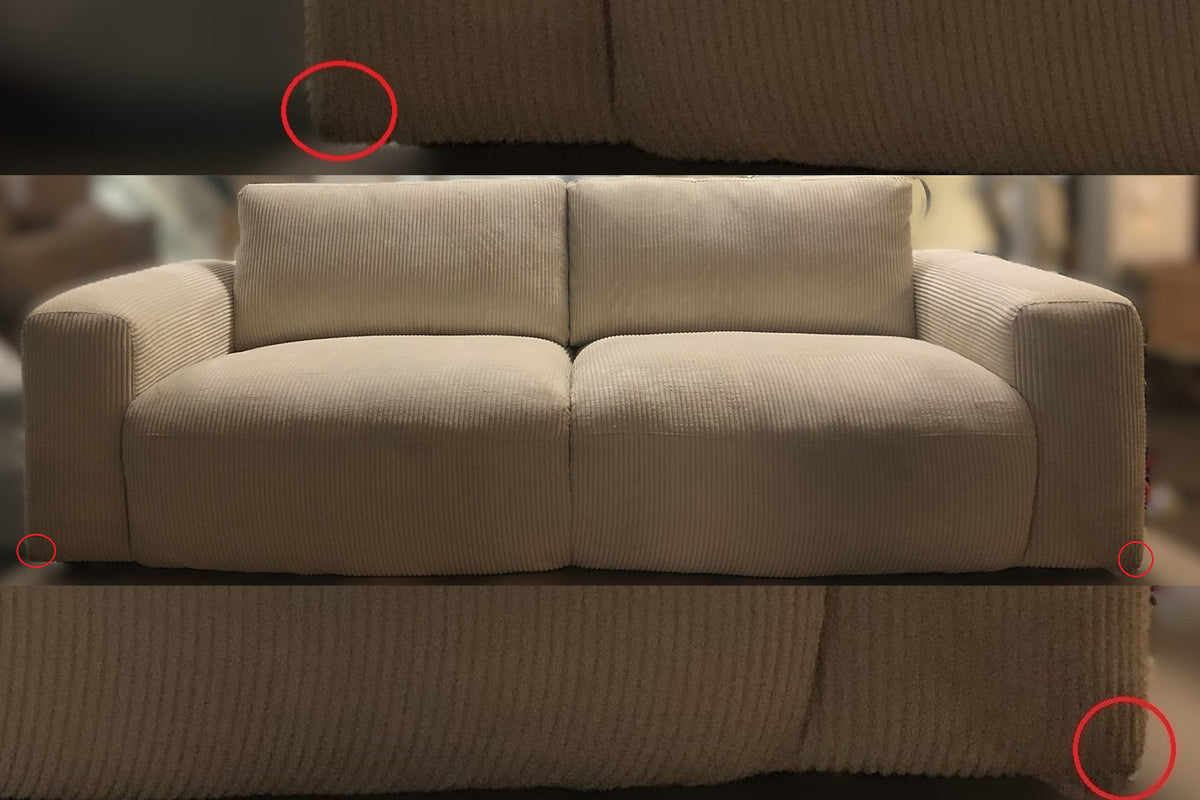 B-Ware KAWOLA Sofa MADELINE 2-Sitzer Cord cremeweiß