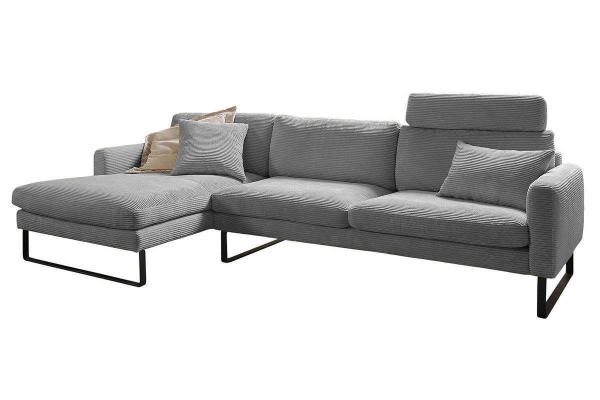 B-Ware KAWOLA Sofa RICARDA Ecksofa Cord grau Recamiere links