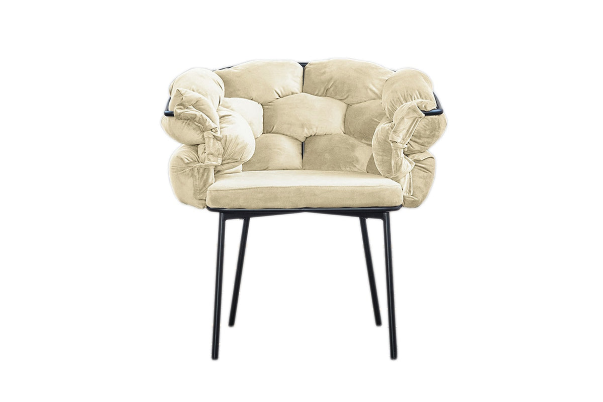 B-Ware KAWOLA Stuhl MONTY Designstuhl Velvet cremeweiß