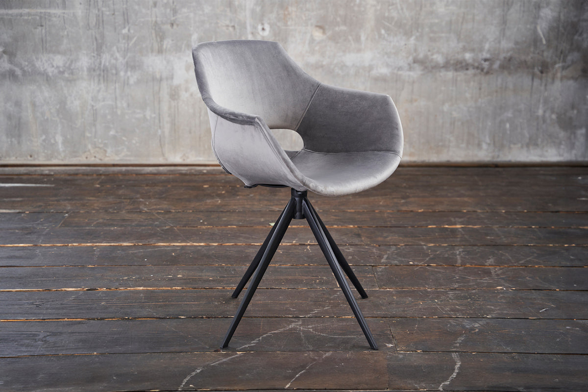 B-Ware KAWOLA Stuhl ZAJA Esszimmerstuhl Velvet drehbar grey
