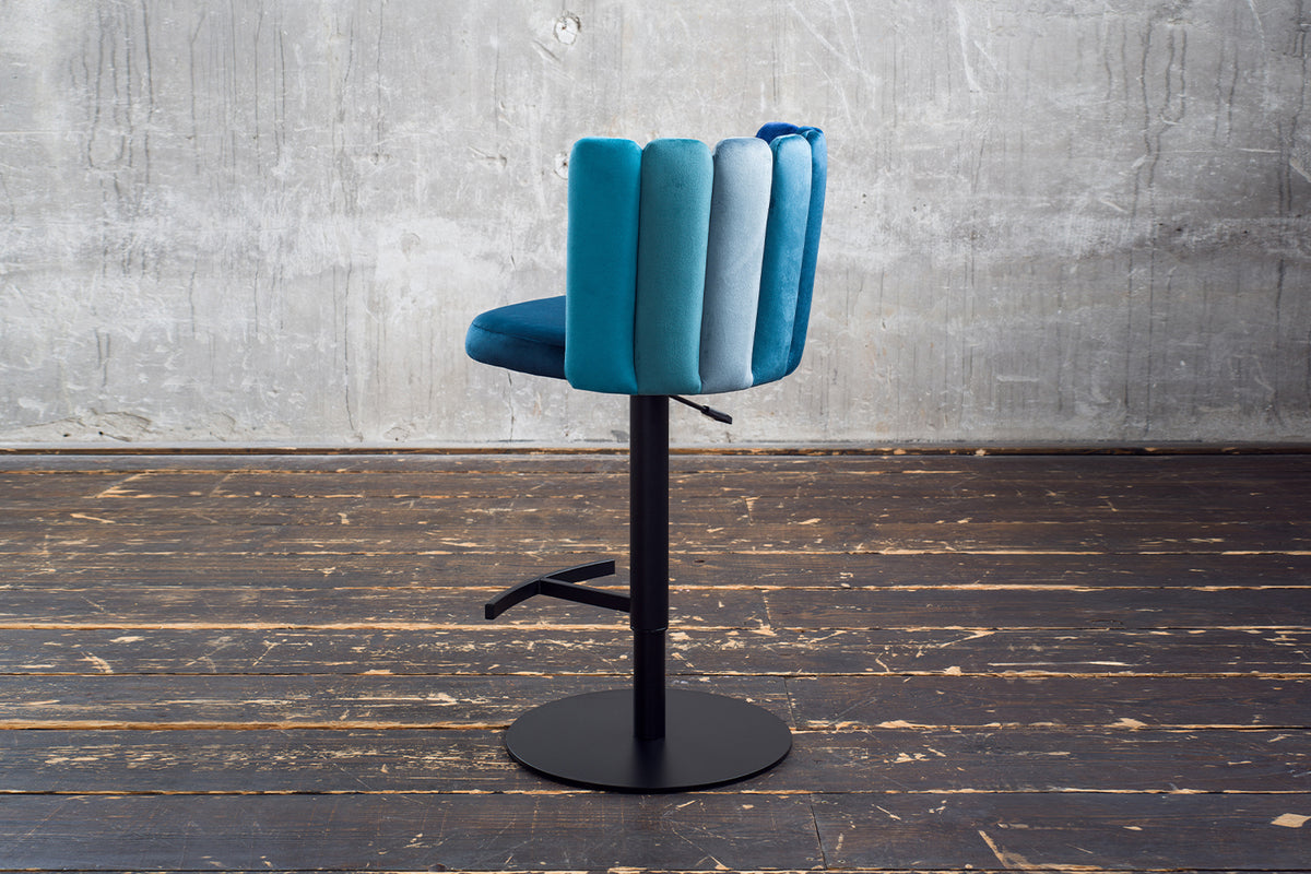 KAWOLA Barhocker JADA Drehstuhl höhenverstellbar Velvet blau