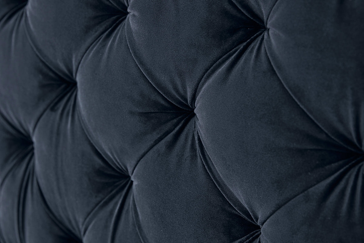 KAWOLA Bett SINDAR Boxspringbett Stoff dunkelblau Fuß silber ohne Topper