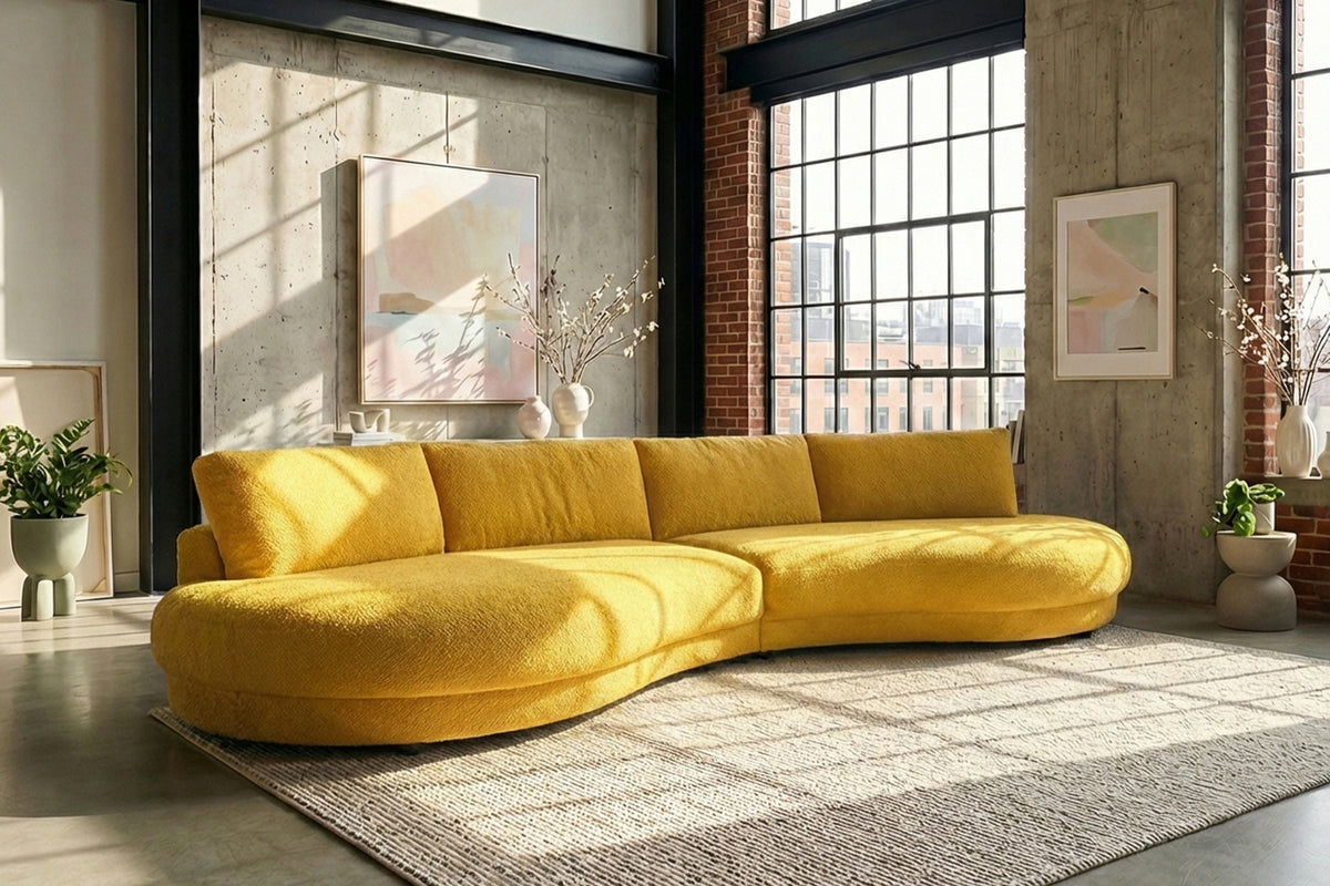 KAWOLA Big Sofa PADANA Stoff gelb