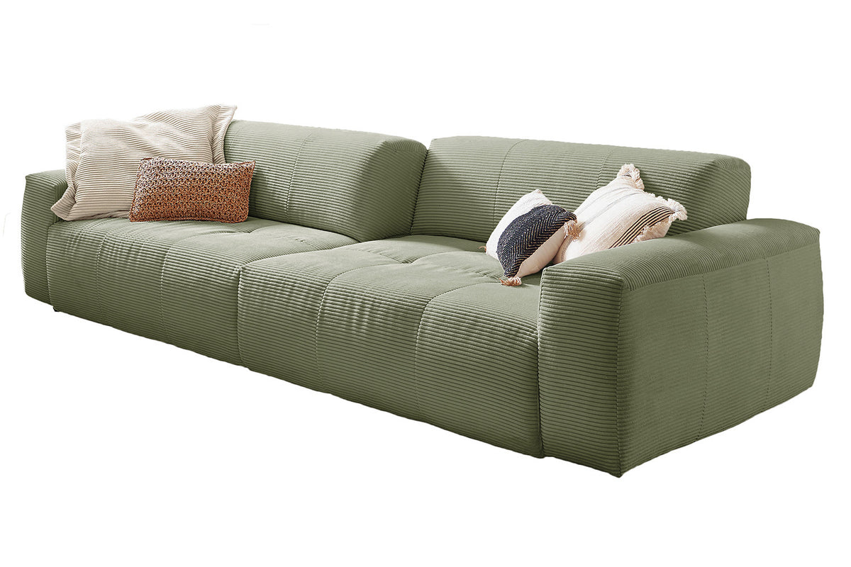 KAWOLA Big Sofa PALACE 3-Sitzer mit Sitztiefenverstellung Cord olivgrün