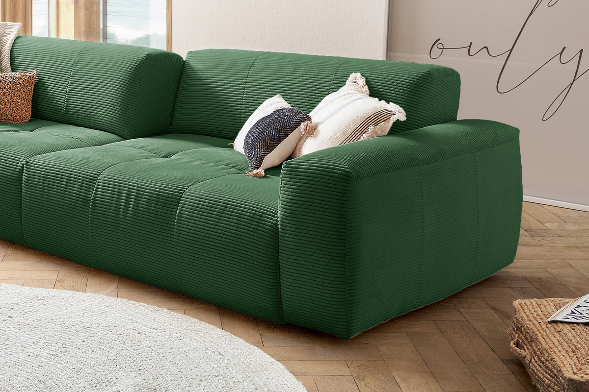 KAWOLA Big Sofa PALACE 3-Sitzer mit Sitztiefenverstellung Cord smaragd