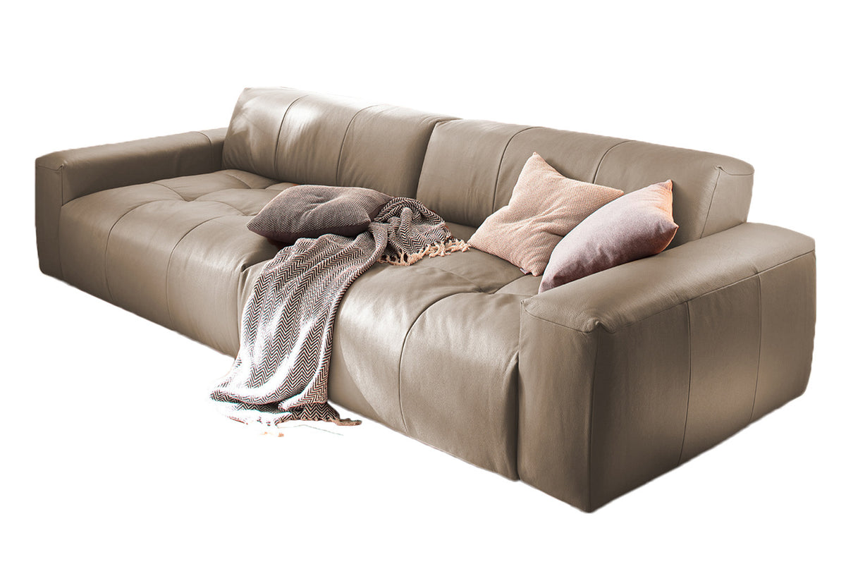 KAWOLA Big Sofa PALACE 3-Sitzer mit Sitztiefenverstellung Leder taupe