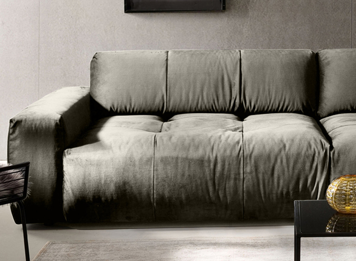 KAWOLA Big Sofa PALACE 3-Sitzer mit Sitztiefenverstellung Velvet silver