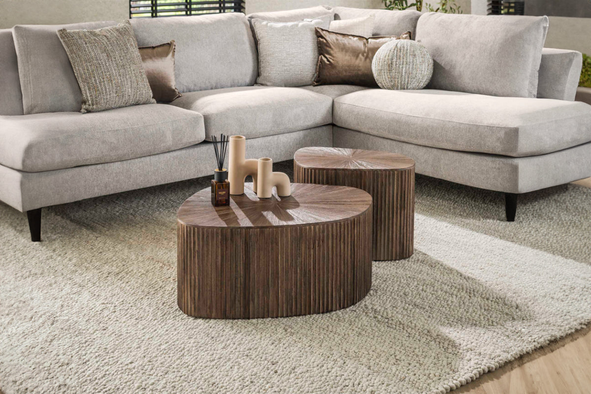KAWOLA Couchtisch INKA Set 2-tlg. XL Teakholz braun viereckig
