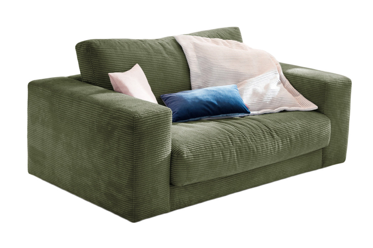 KAWOLA Doppelsessel MADELINE Loveseat Cord olivgrün