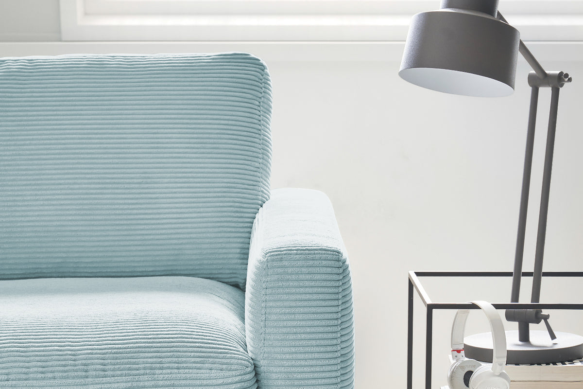 KAWOLA Ecksofa CARA Sofa Cord hellblau