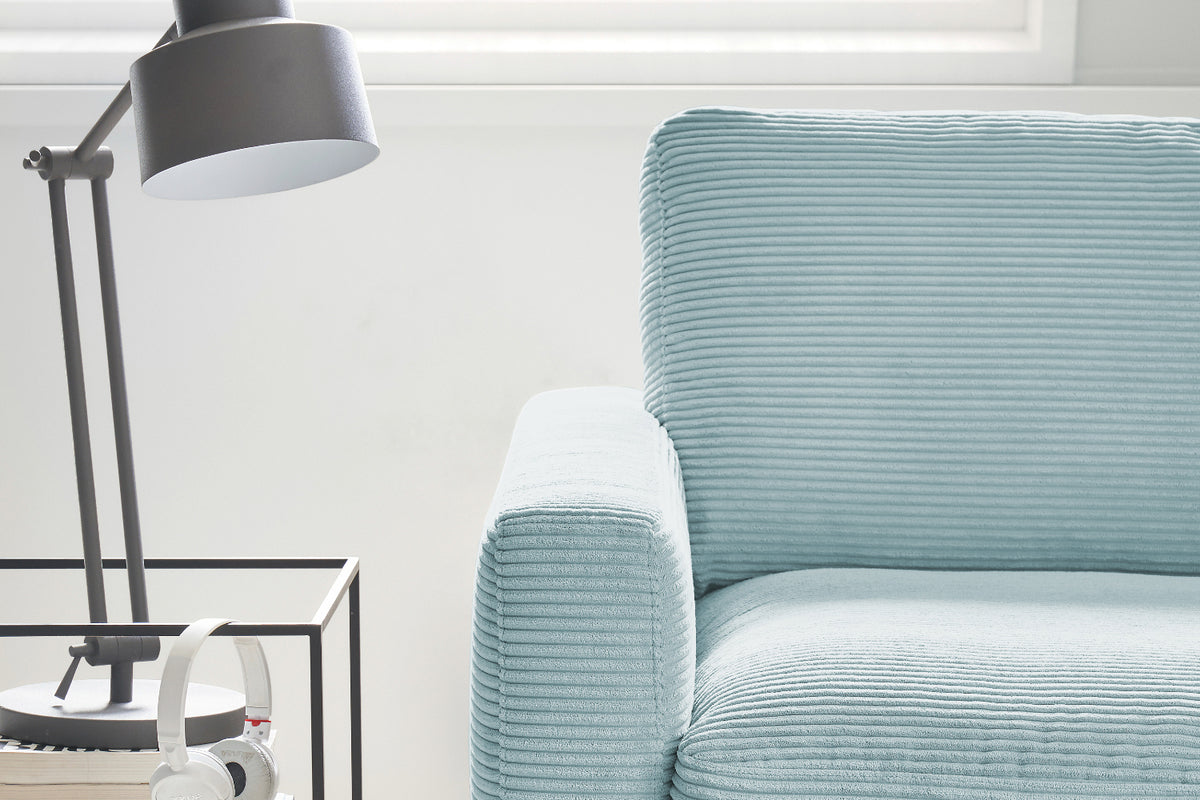 KAWOLA Ecksofa CARA Sofa Cord hellblau