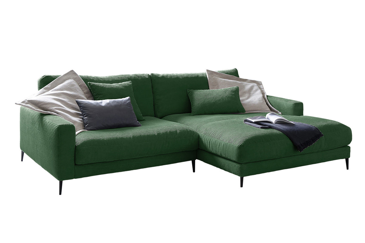 KAWOLA Ecksofa CARA Sofa Cord smaragd