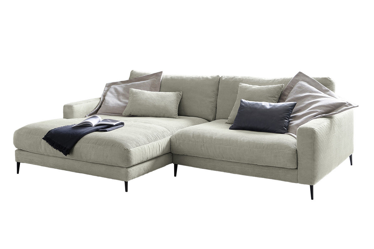 KAWOLA Ecksofa CARA Sofa Cord steingrau