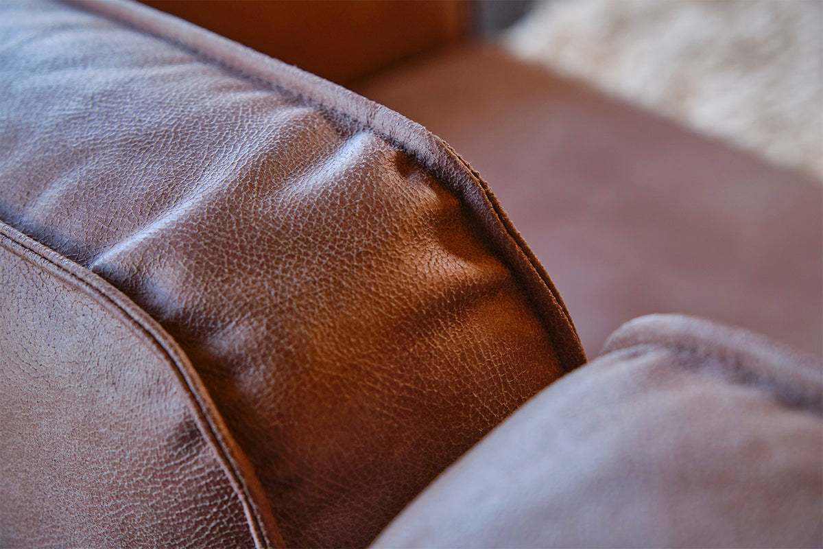 KAWOLA Ecksofa VILNIUS 3-Sitzer mit Longchair Lederfaserstoff cognac