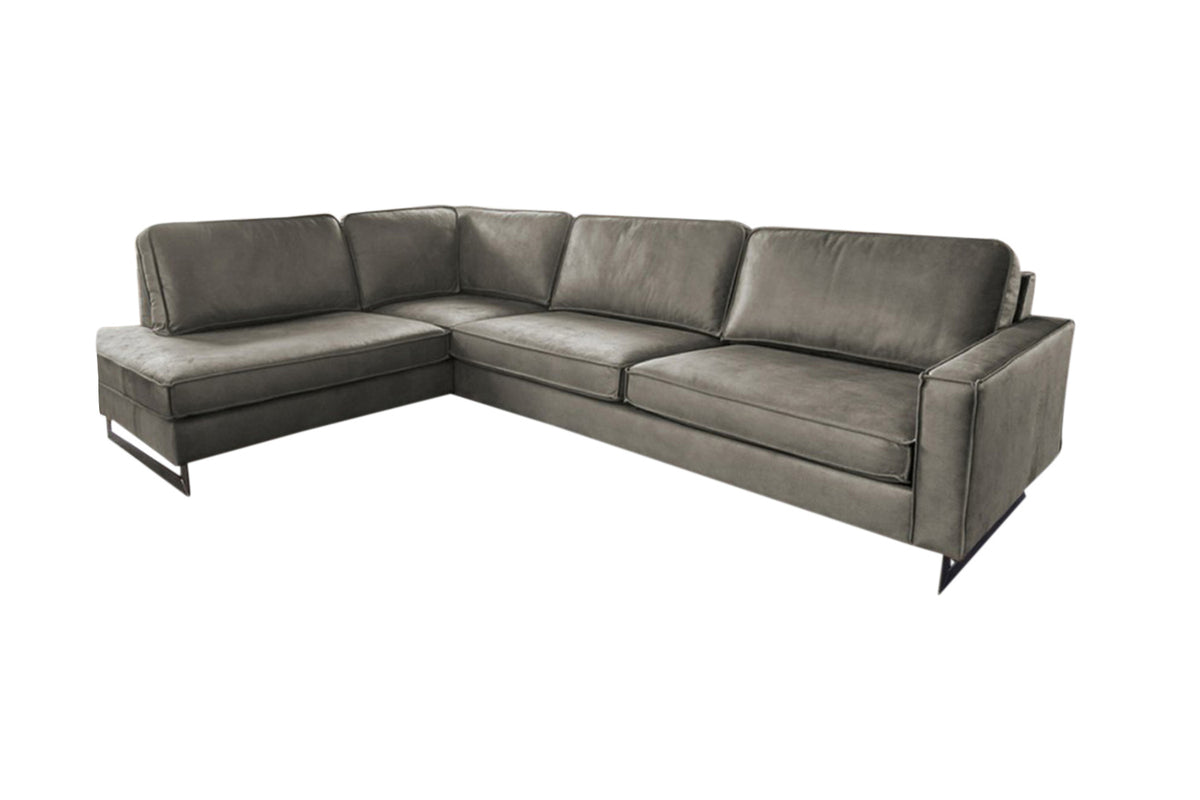 KAWOLA Ecksofa VILNIUS 3-Sitzer mit Recamiere Lederfaserstoff anthrazit