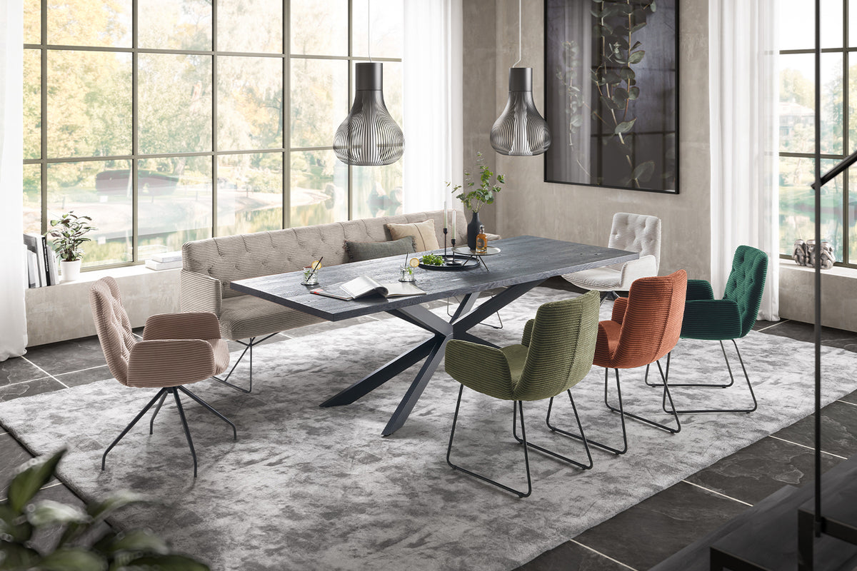 KAWOLA Esszimmerbank CHARME Cord steingrau