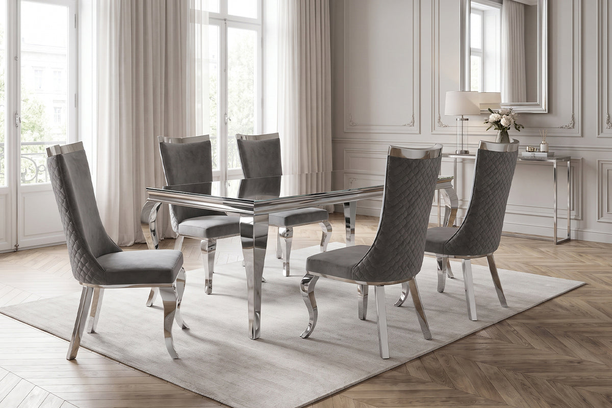KAWOLA Esszimmerstuhl SELENA Barock Velvet grau