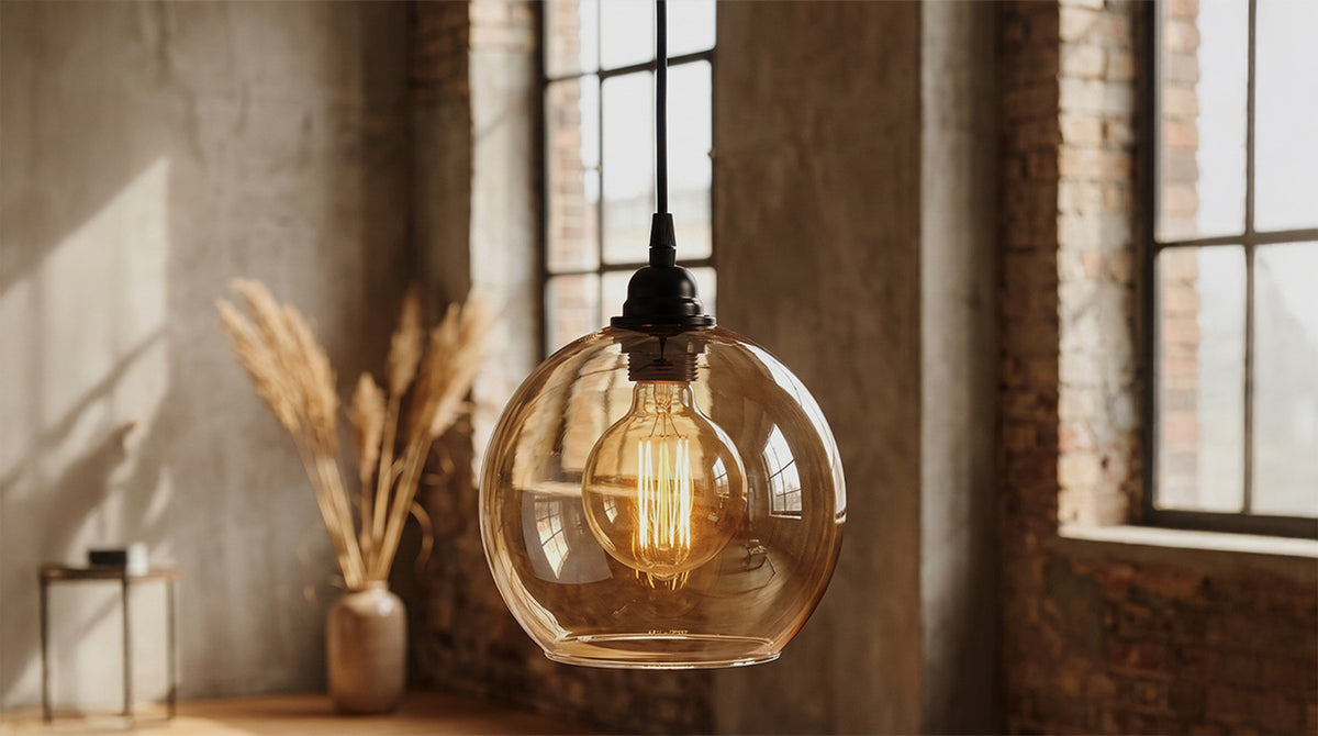 KAWOLA Hängelampe YUKON Glas gold schwarz