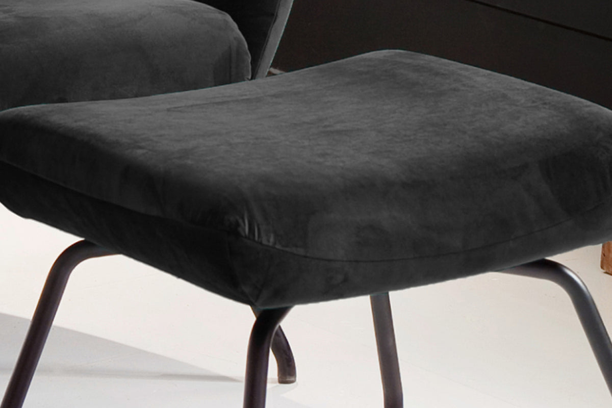 KAWOLA Hocker LOTTE Polsterhocker velvet schwarz