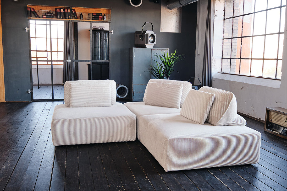 KAWOLA Modulsofa WIOLO SOFT 3 Module 3 Rückenkissen Cord cremeweiß