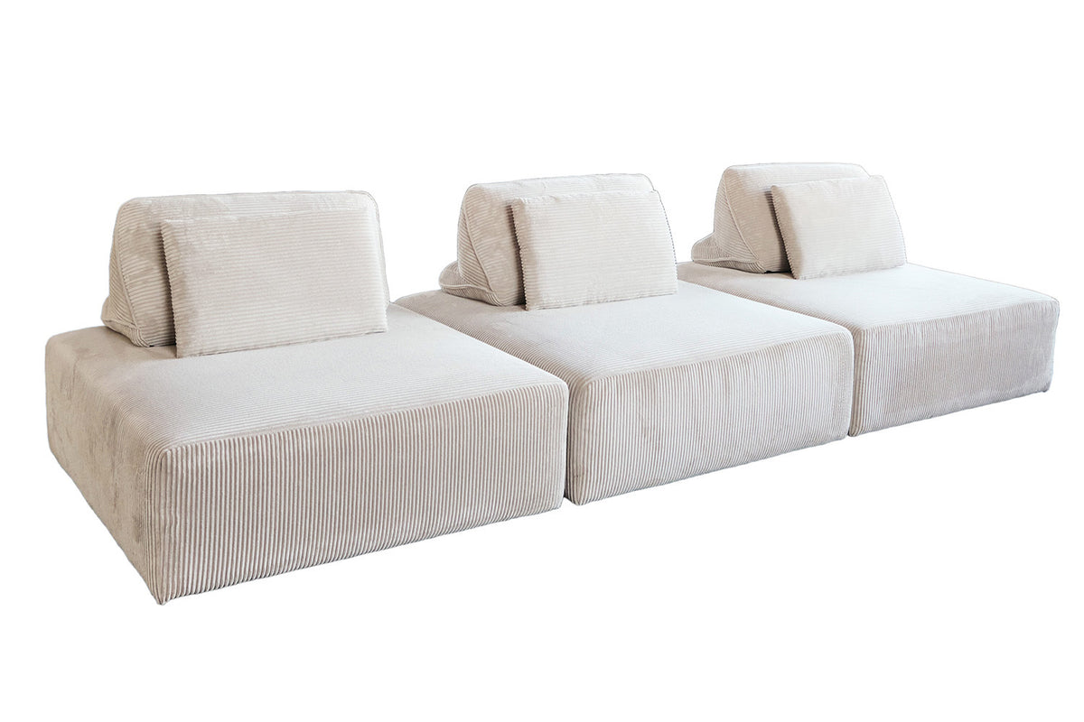 KAWOLA Modulsofa WIOLO SOFT 3 Module 3 Rückenkissen Cord cremeweiß