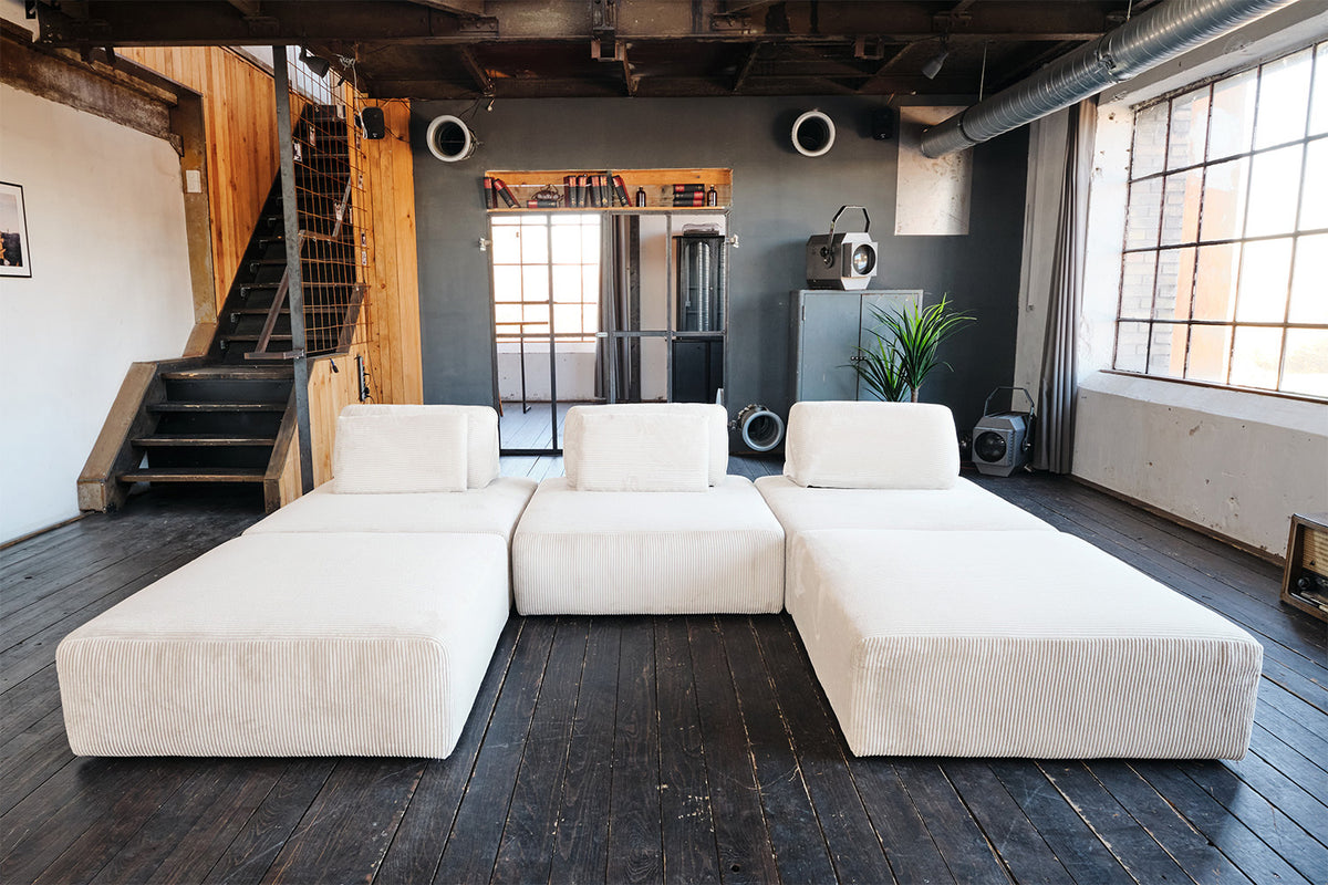 KAWOLA Modulsofa WIOLO SOFT 5 Module 5 Rückenkissen Cord cremeweiß