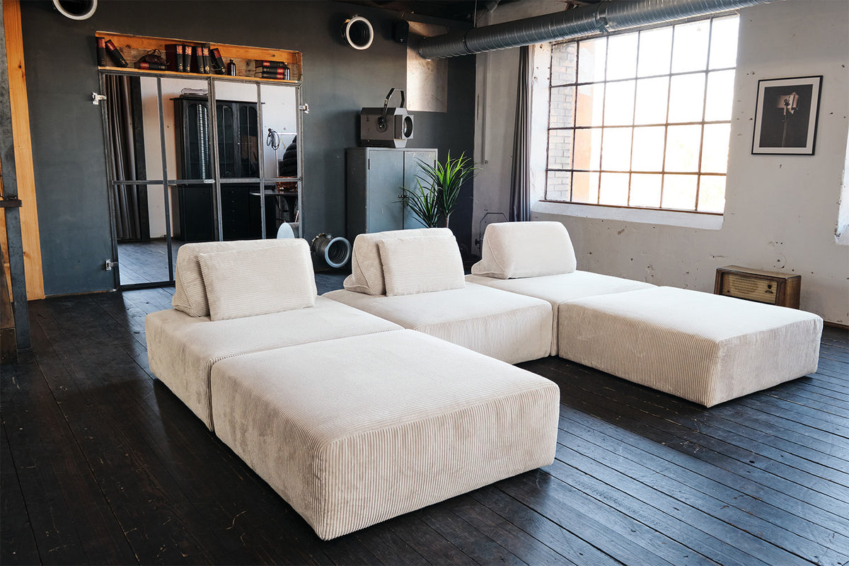 KAWOLA Modulsofa WIOLO SOFT 5 Module 5 Rückenkissen Cord cremeweiß