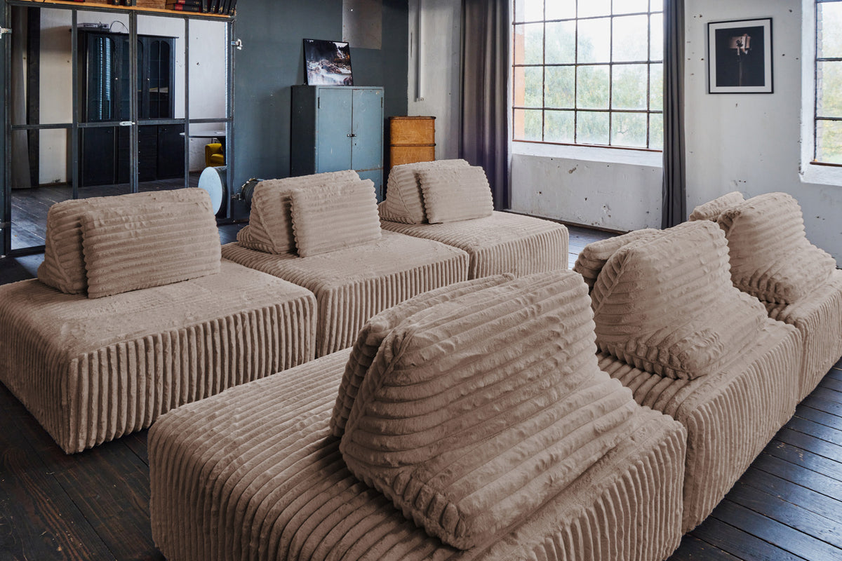 KAWOLA Modulsofa WIOLO SOFT 6 Module 6 Rückenkissen Weicher Breitcord taupe