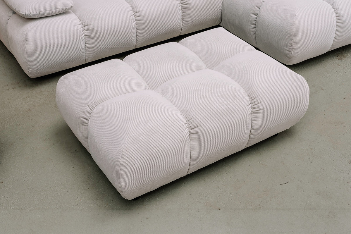 KAWOLA Polsterhocker VIVIEN Hockerbank Feincord silber