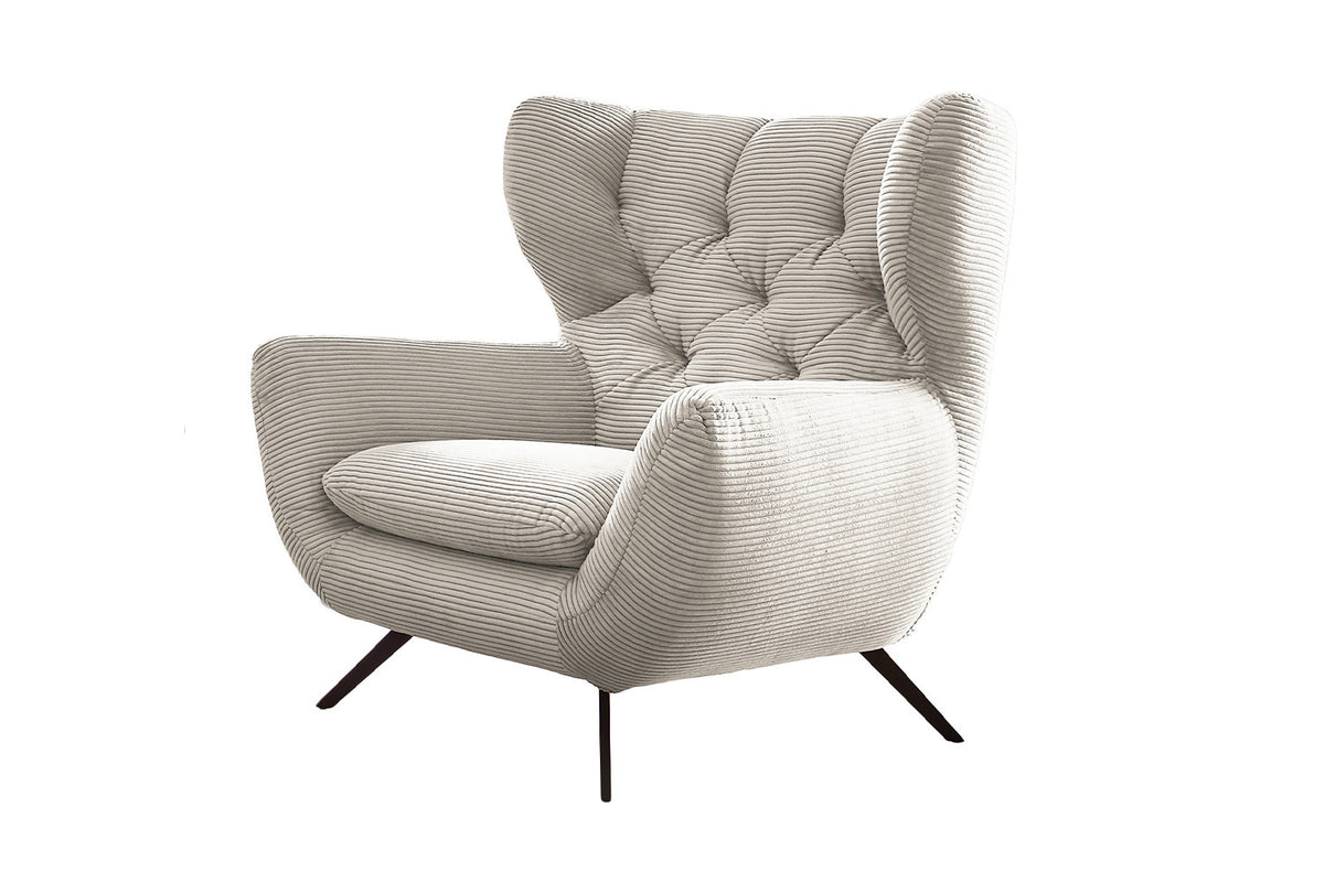 KAWOLA Sessel CHARME Hochlehnsessel Cord cremeweiß