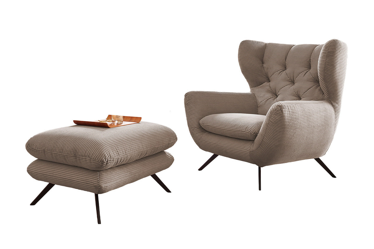KAWOLA Sessel CHARME Hochlehnsessel Cord taupe