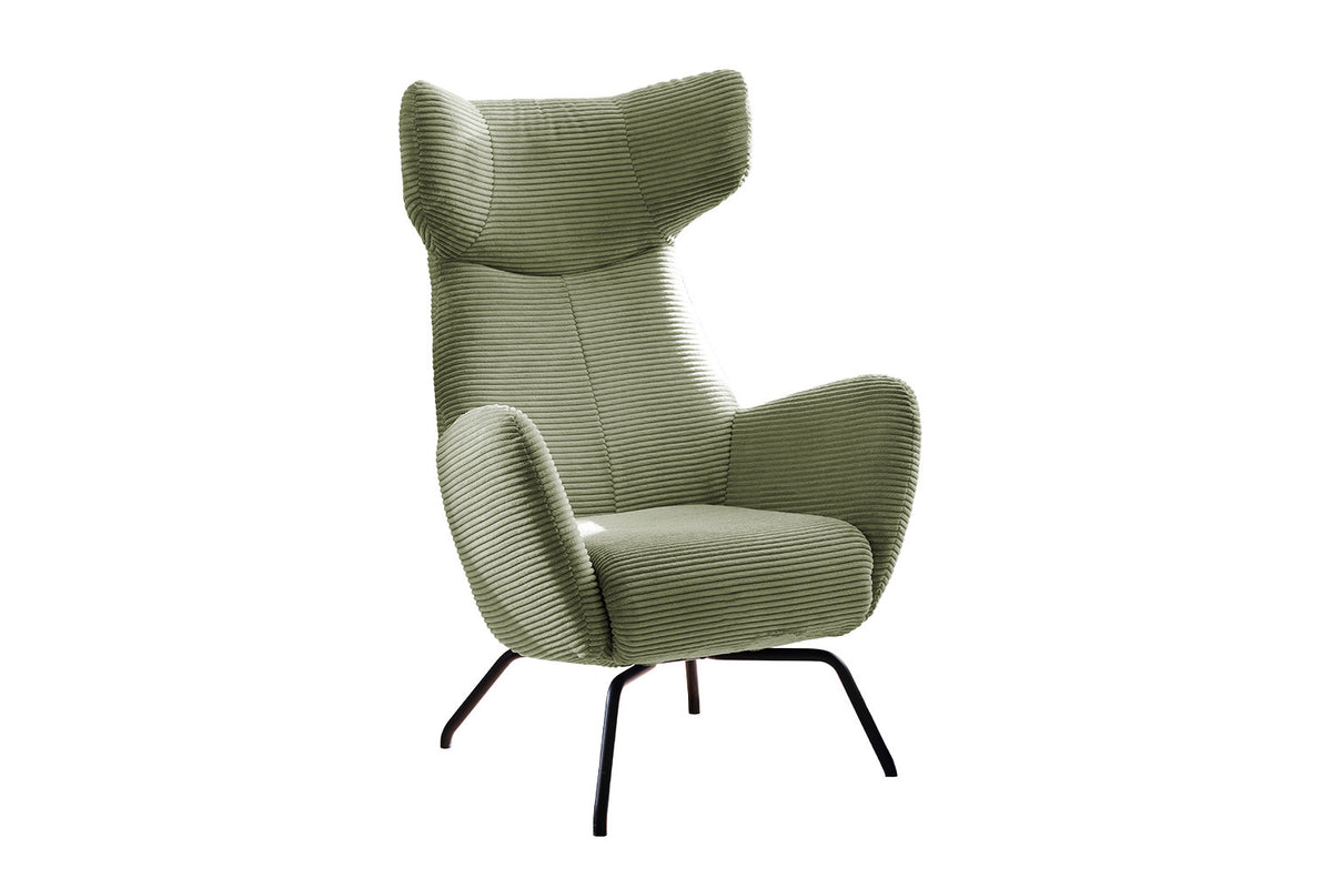 KAWOLA Sessel LOTTE Ohrensessel Cord olivgrün
