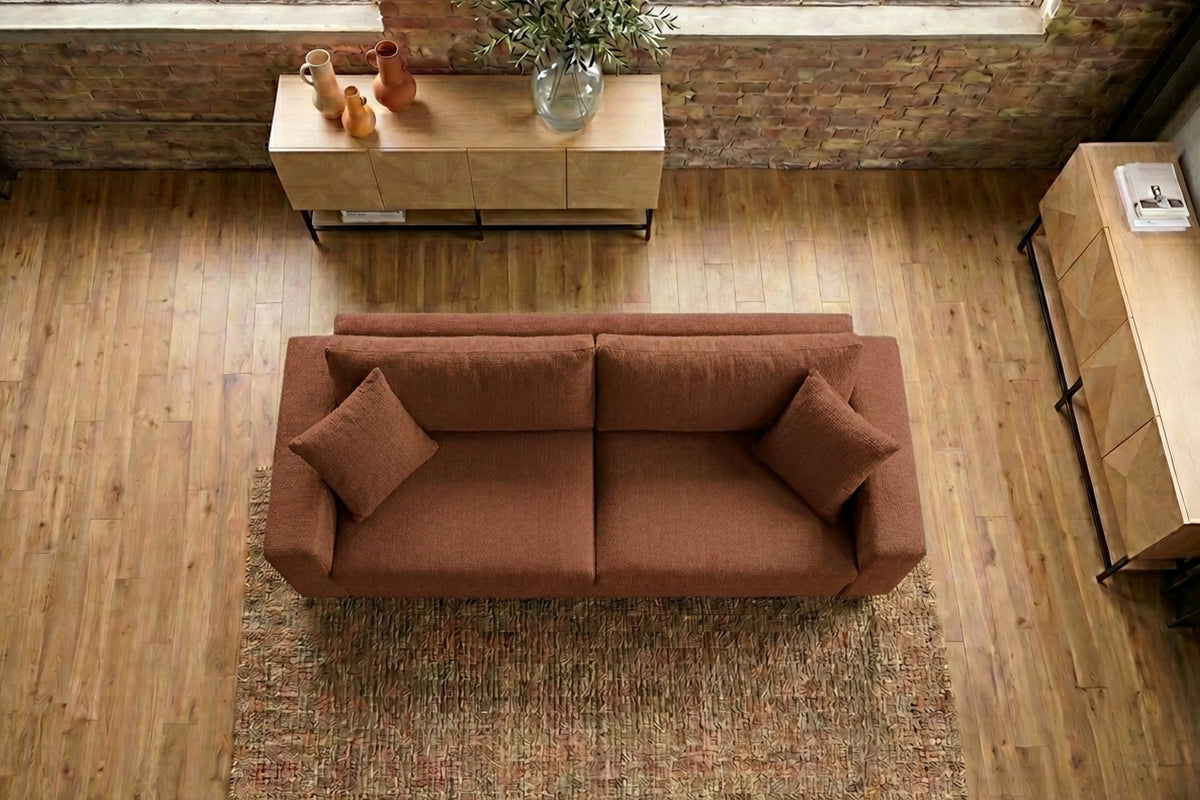 KAWOLA Sofa AMINA 3-Sitzer Stoff cognac