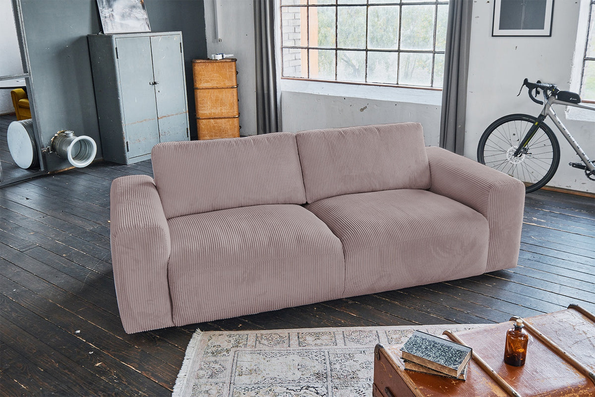 KAWOLA Sofa BODHI 3-Sitzer Cord rosa