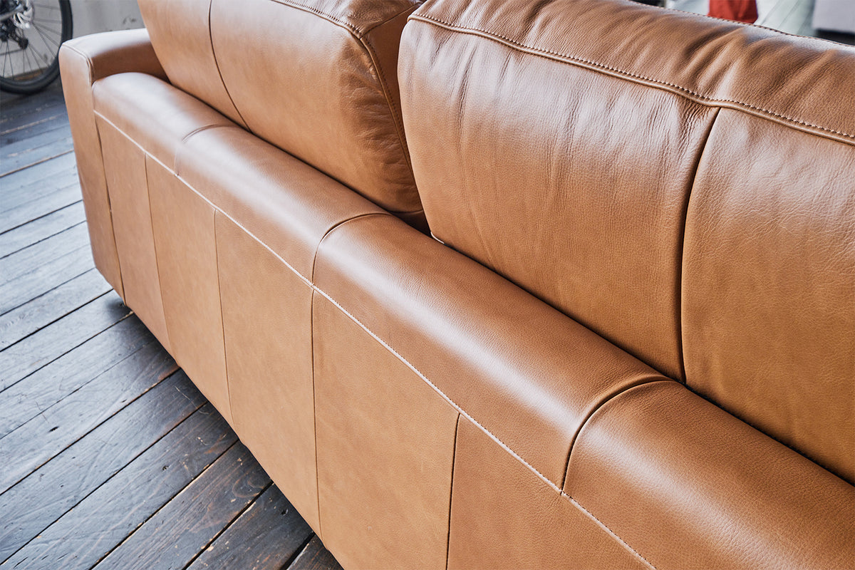 KAWOLA Sofa BODHI 3-Sitzer Leder hellbraun