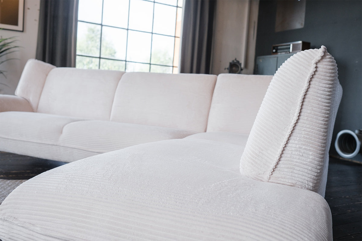 KAWOLA Sofa CALLA Ecksofa Cord cremeweiß Recamiere rechts