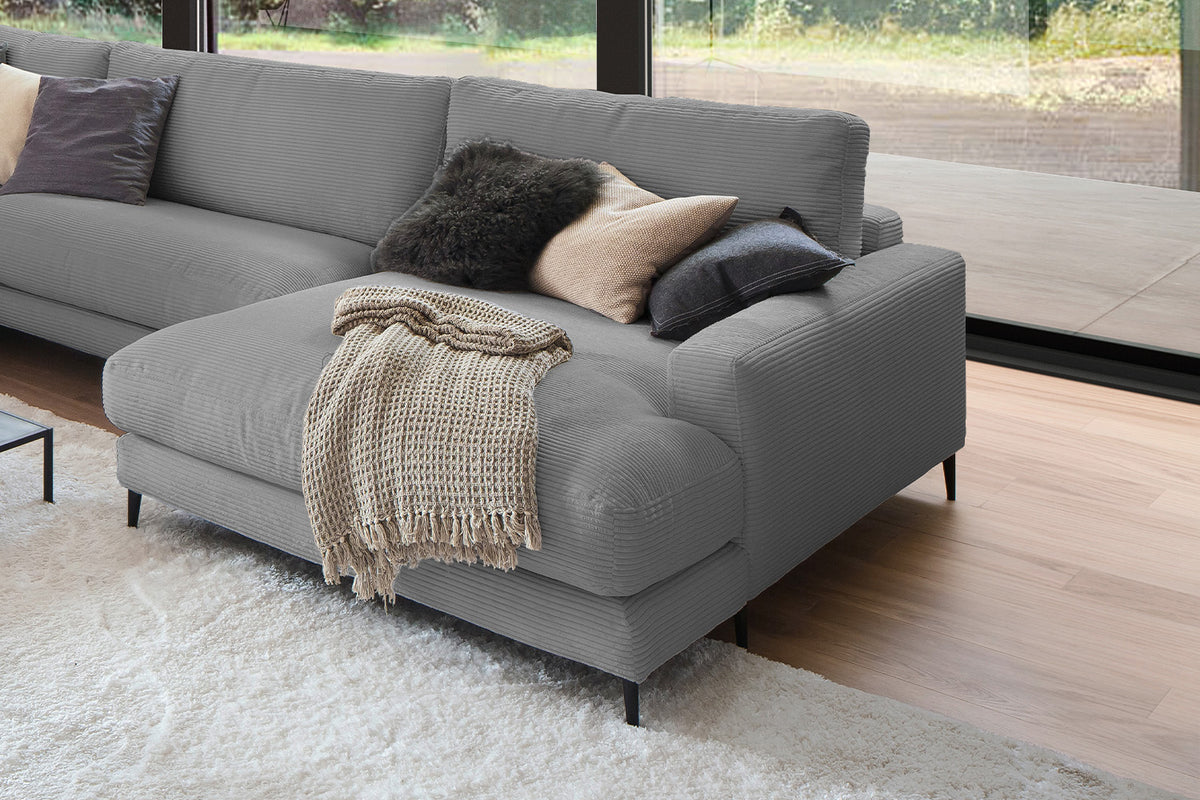 KAWOLA Sofa CARA Wohnlandschaft U-Form Cord grau