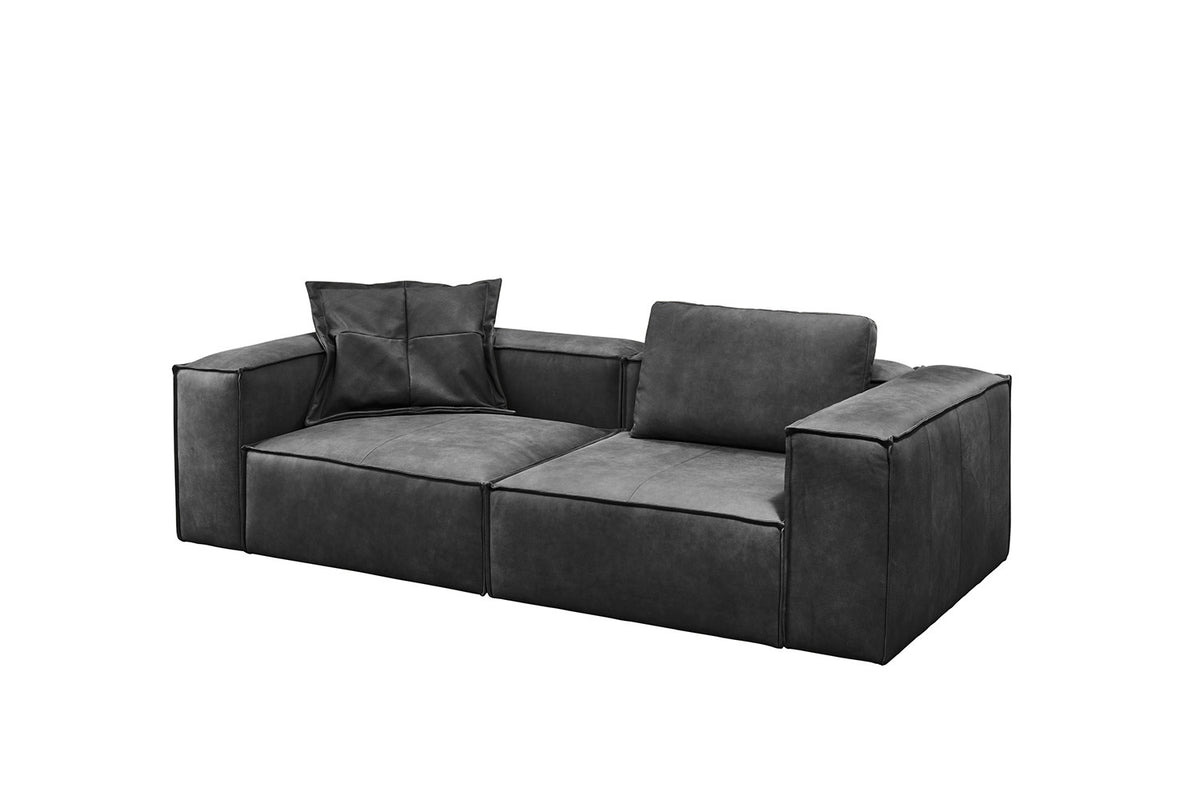 KAWOLA Sofa CARMO 3-Sitzer Leder anthrazit