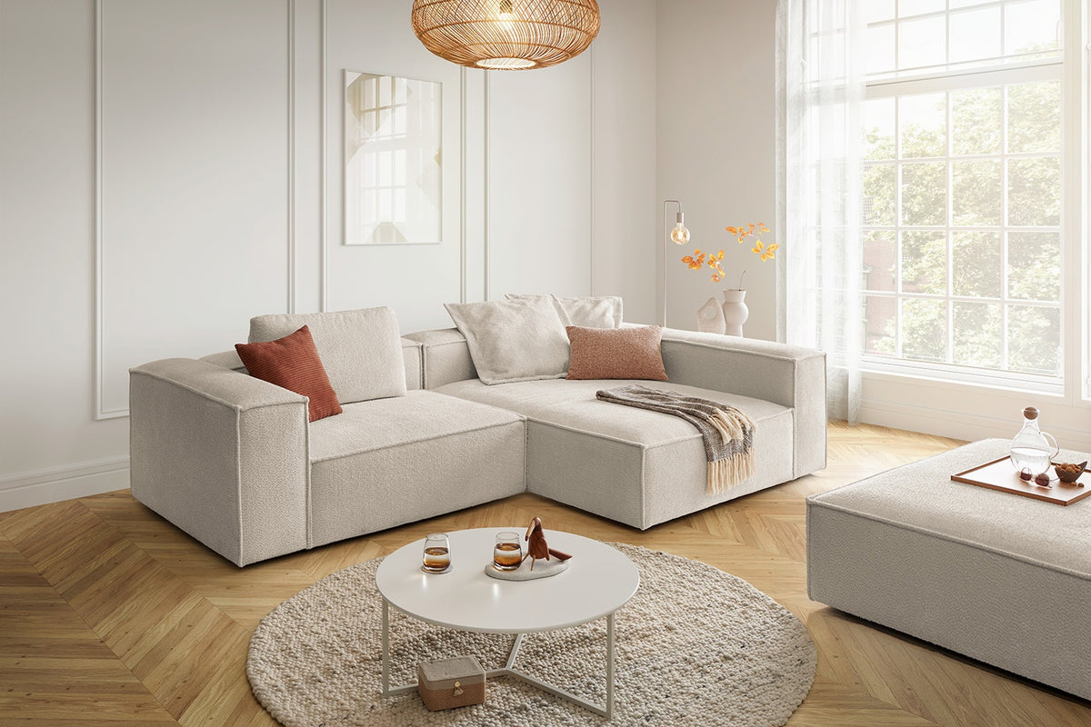 KAWOLA Sofa CARMO Ecksofa Stoff weiß, Rechts, Ohne Zusatzausstattung