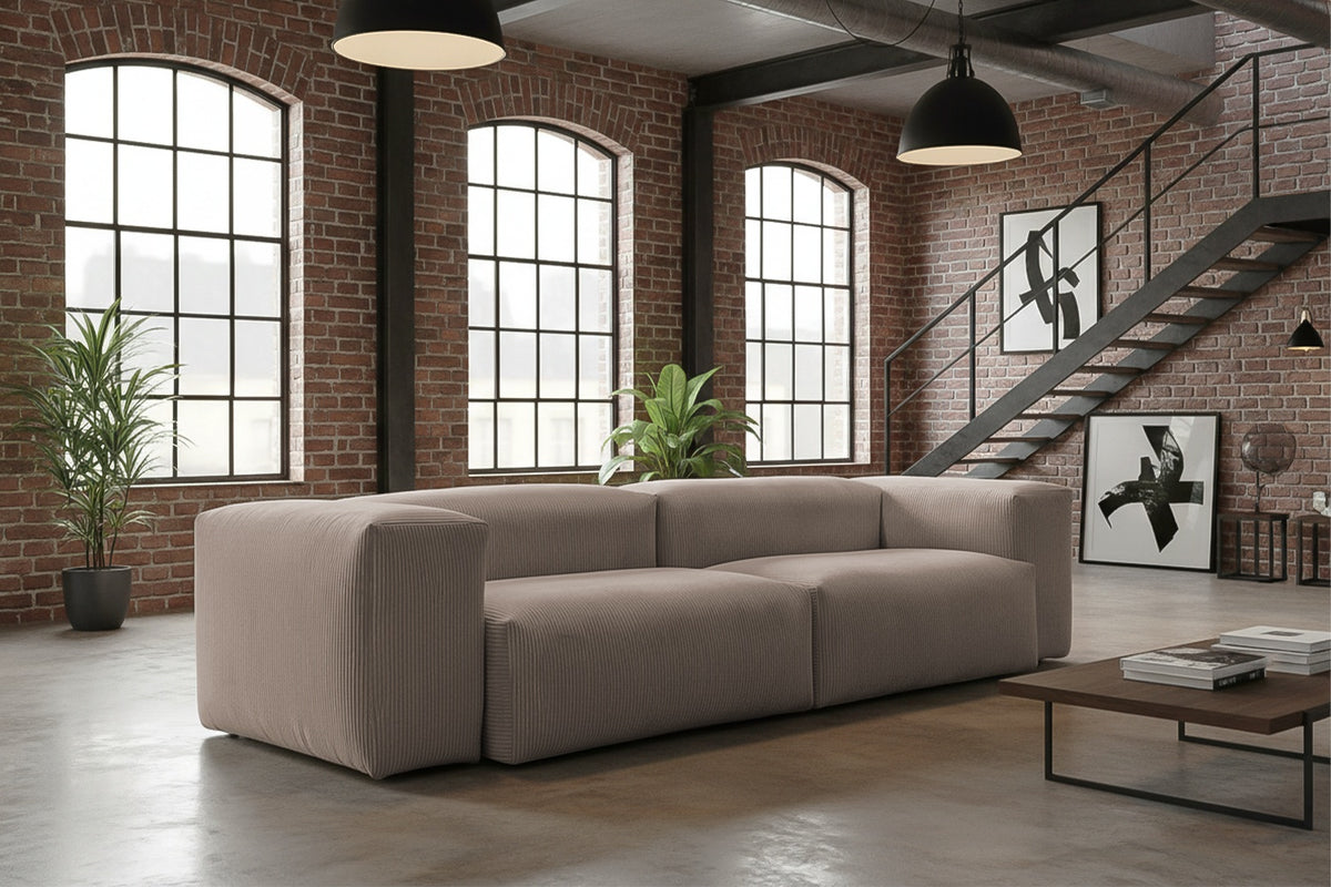 KAWOLA Sofa CELESTE 4-Sitzer Cord taupe