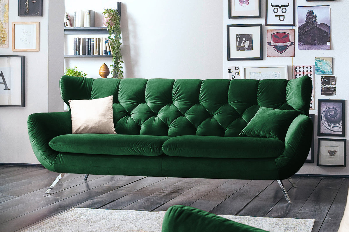 KAWOLA Sofa CHARME Velvet smaragd, 2-Sitzer