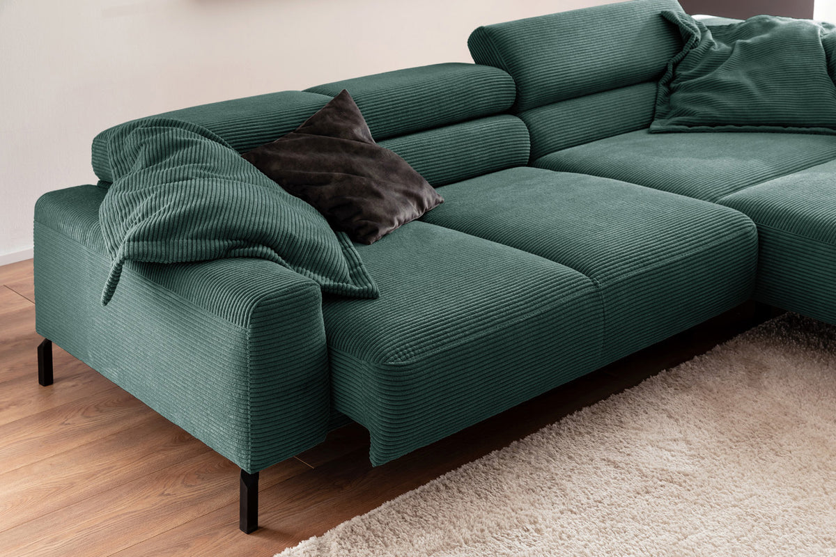 KAWOLA Sofa DELIA Ecksofa Cord smaragd