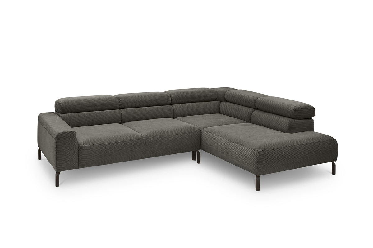 KAWOLA Sofa DELIA Ecksofa Feincord anthrazit