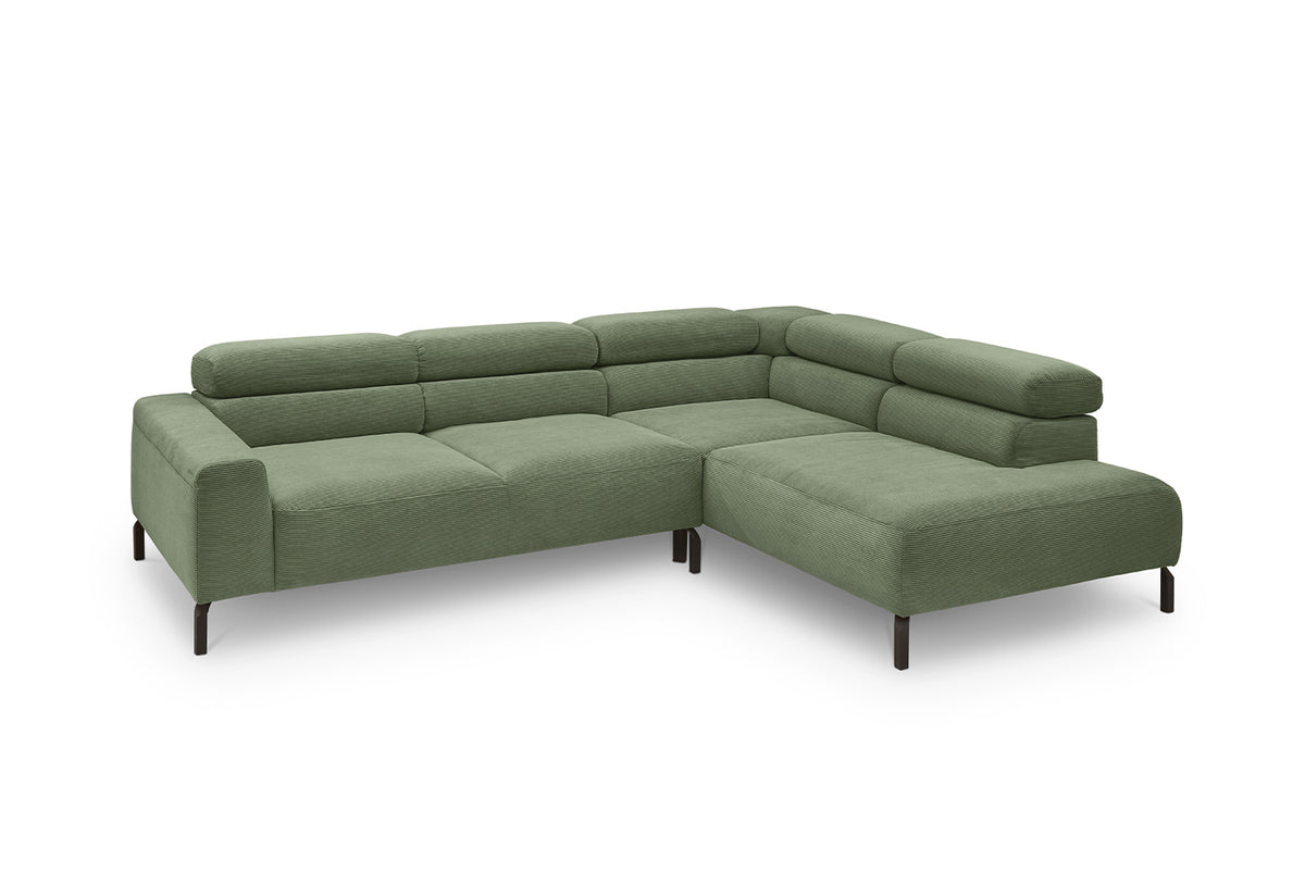KAWOLA Sofa DELIA Ecksofa Feincord olivgrün