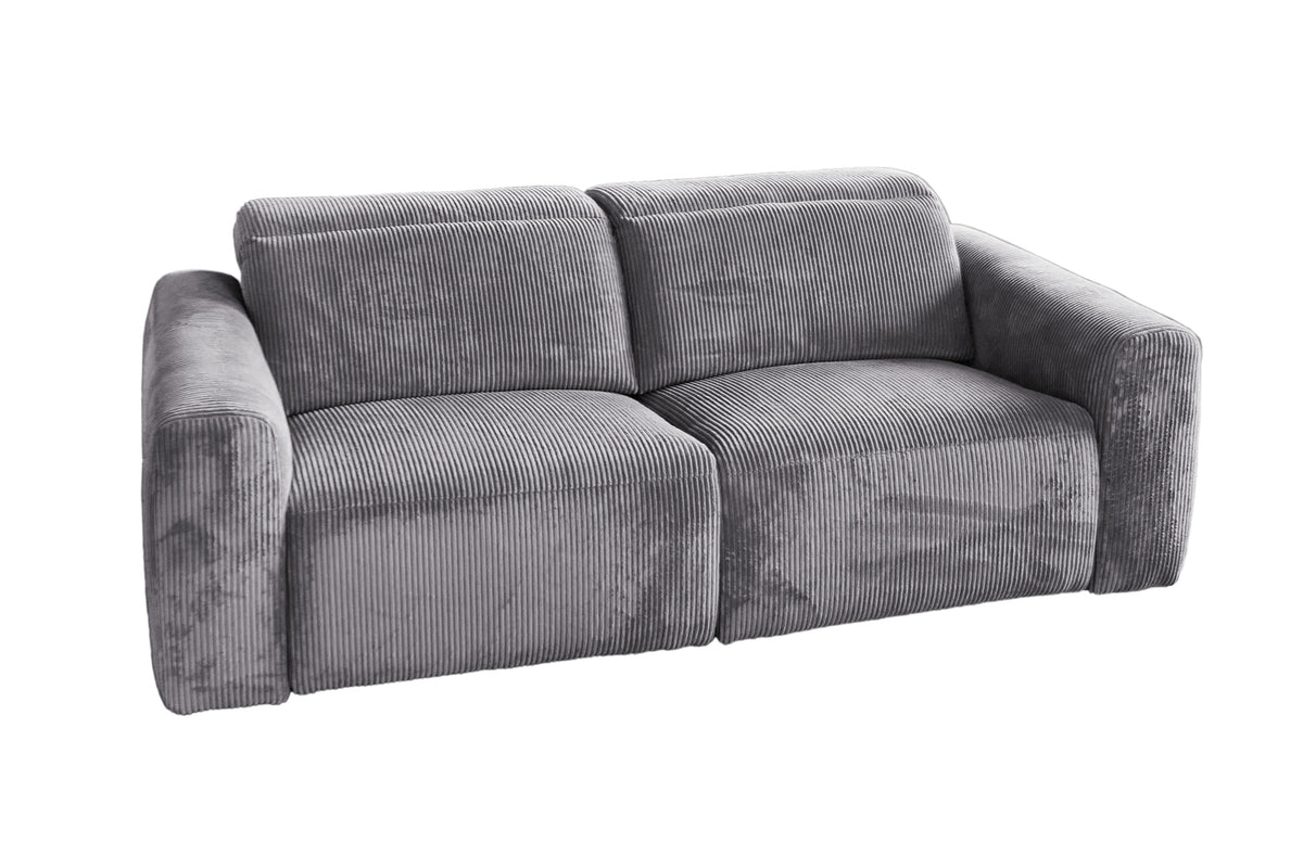 KAWOLA Sofa FINN 3-Sitzer mit Relaxfunktion Cord grau