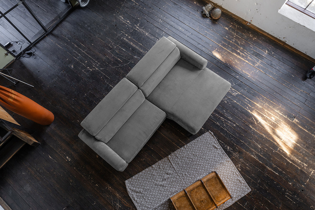 KAWOLA Sofa LAISKA Ecksofa Cord grau