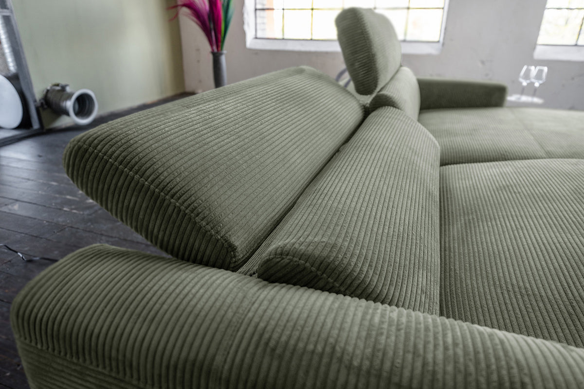 KAWOLA Sofa LAISKA Ecksofa Cord olivgrün